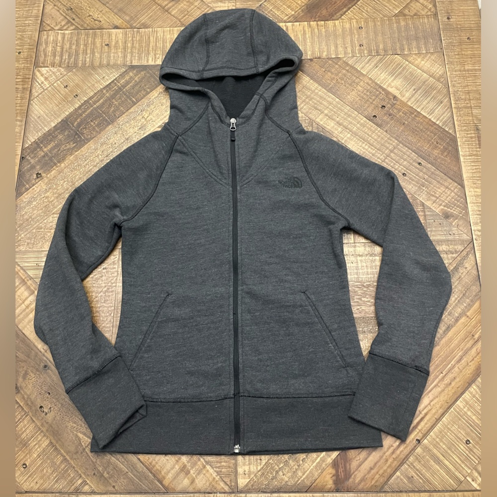 The North Face Women's Dark Gray Heather Terry Full Zip Hoodie Jacket - Size S